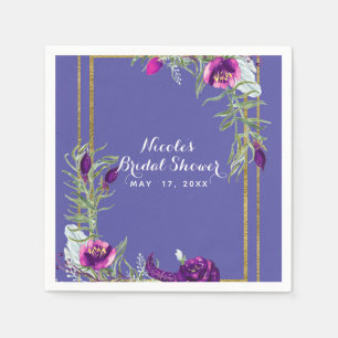 Ultra Violet Paars & Goud Bloemig Boheemse Chic Servet