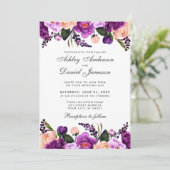 Ultra Violet Paars | Uitnodiging voor een Floral W (Staand voorkant)