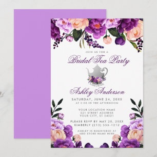 Ultra Violet Paars Vrijgezellenfeest Tea Party nod Kaart