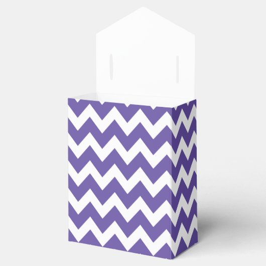 Ultra violet paars wit Chevron-patroon Monogram Bedankdoosjes (Geopend)