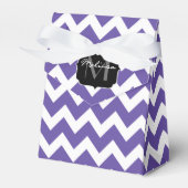 Ultra violet paars wit Chevron-patroon Monogram Bedankdoosjes (Voorkant Zijde)