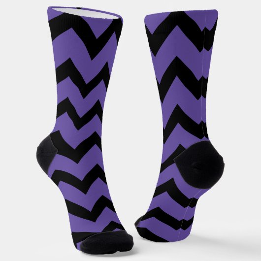 Ultra violet paars zwart Chevron-patroon Sokken (Gebogen)