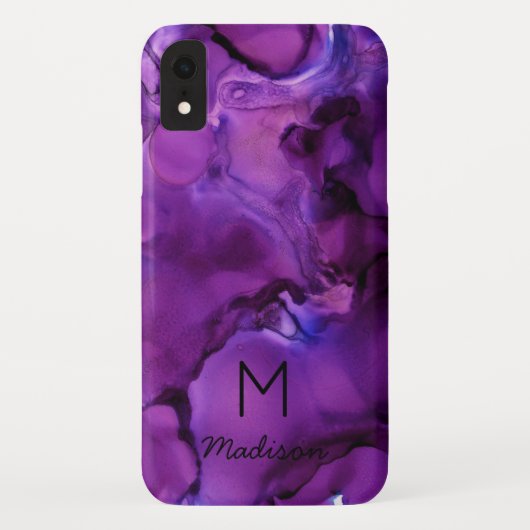 Ultra Violet Paarse Alcohol Inkt Textuur Monogram Case-Mate iPhone Case (Achterkant)