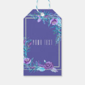 Ultra Violet Paarse Aqua Bloemen Chique Bruiloft F Cadeaulabel (Voorkant)