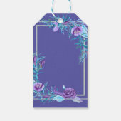 Ultra Violet Paarse Aqua Bloemen Chique Bruiloft F Cadeaulabel (Achterkant)