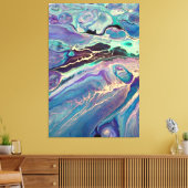 Ultra Violet Paarse Blauwe Marmeren Vloeibare Abst Canvas Afdruk (Insitu (Woonkamer))