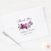Ultra Violet Paarse Bloemen Bruiloft Dank u LP Ronde Sticker (Envelop)