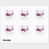 Ultra Violet Paarse Bloemen Bruiloft Dank u LP Ronde Sticker (Vel)