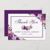 Ultra Violet Paarse Bloemen Bruiloft Dank u PSPF Bedankkaart (Voorkant / Achterkant)