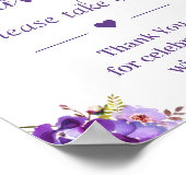 Ultra Violet Paarse Bloemen bruiloft gunsten teken Poster (Hoek)