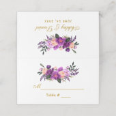 Ultra Violet Paarse Bloemen Gouden Bruiloft Plaatskaartje (Buitenkant ongevouwen)