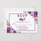 Ultra Violet Paarse Bloemen RSVP Bruiloft (Voorkant)