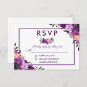 Ultra Violet Paarse Bloemen RSVP Bruiloft (Voorkant / Achterkant)