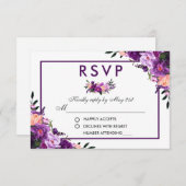 Ultra Violet Paarse Bloemen RSVP Bruiloft PF (Voorkant / Achterkant)