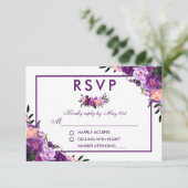 Ultra Violet Paarse Bloemen RSVP Bruiloft V (Staand voorkant)