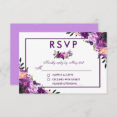 Ultra Violet Paarse Bloemen RSVP Bruiloft V (Voorkant / Achterkant)