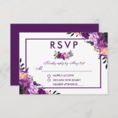 Ultra Violet Paarse Bloemen RSVP Wedding P (Voorkant / Achterkant)