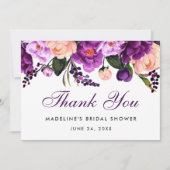 Ultra Violet Paarse Bloemen Vrijgezellenfeest Beda Bedankkaart (Voorkant)