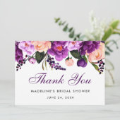 Ultra Violet Paarse Bloemen Vrijgezellenfeest Beda Bedankkaart (Staand voorkant)