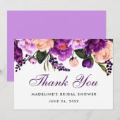Ultra Violet Paarse Bloemen Vrijgezellenfeest Beda Bedankkaart (Voorkant / Achterkant)