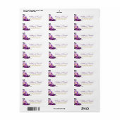 Ultra Violet Paarse Bloemen Waterverf Bruiloft G Etiket (Full Sheet)