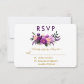 Ultra Violet Paarse Bloemen Waterverf Bruiloft G RSVP Kaartje (Voorkant)