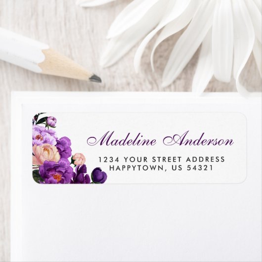 Ultra Violet Paarse Bloemen Waterverf Etiket (Insitu)