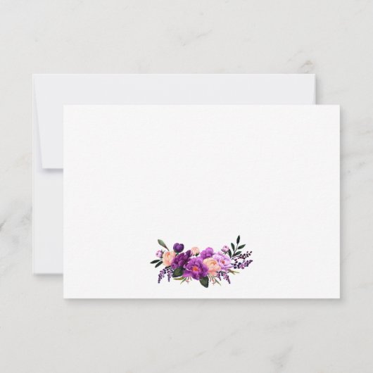 Ultra Violet Paarse bloemenbruiloft dank je PF Bedankkaart (Achterkant)