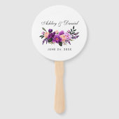 Ultra Violet Paarse bloemenbruiloft Handwaaier (Voorkant)