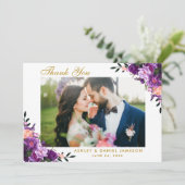 Ultra Violet Paarse Bloemige Trouw Dank GP Bedankkaart (Staand voorkant)