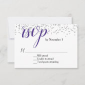 Ultra Violet Paarse en witte bruiloft RSVP Kaart (Voorkant)