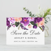 Ultra Violet Paarse Floral bespaart datum V Save The Date (Staand voorkant)