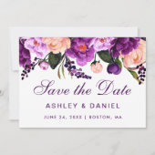 Ultra Violet Paarse Floral bespaart de datum P Save The Date (Voorkant)