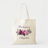 Ultra Violet Paarse Floral Bridesmaid Tote Bag (Voorkant)