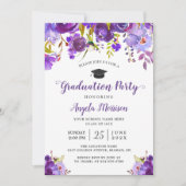 Ultra Violet Paarse Floral Graduation Party Kaart (Voorkant)