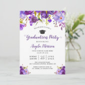 Ultra Violet Paarse Floral Graduation Party Kaart (Staand voorkant)