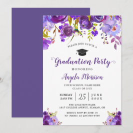 Ultra Violet Paarse Floral Graduation Party Kaart