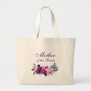 Ultra Violet Paarse Floral Moeder van de Bride Grote Tote Bag