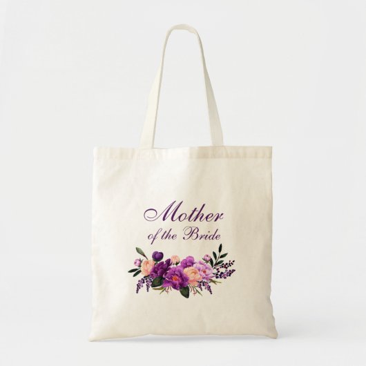 Ultra Violet Paarse Floral Moeder van de Bride Tote Bag (Voorkant)