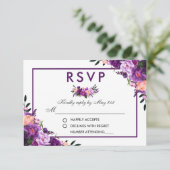 Ultra Violet Paarse Floral RSVP Wedding PFP (Staand voorkant)