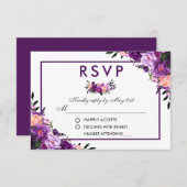 Ultra Violet Paarse Floral RSVP Wedding PFP (Voorkant / Achterkant)