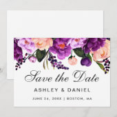 Ultra Violet Paarse Floral sla de datum op Save The Date (Voorkant / Achterkant)