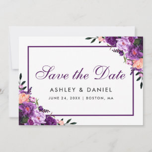 Ultra Violet Paarse Floral sla de datum PSP op Save The Date
