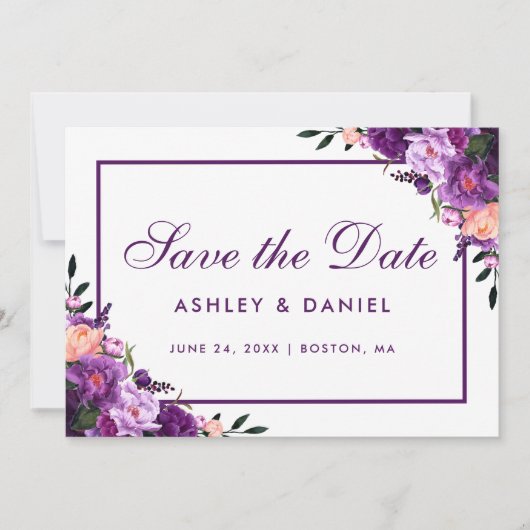 Ultra Violet Paarse Floral slaat PFP op Save The Date (Voorkant)
