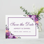 Ultra Violet Paarse Floral slaat PFP op Save The Date (Staand voorkant)
