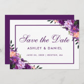 Ultra Violet Paarse Floral slaat PFP op Save The Date (Voorkant / Achterkant)
