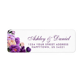 Ultra Violet Paarse Floral Waterverf Wedding PS Etiket