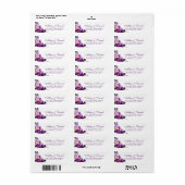 Ultra Violet Paarse Floral Waterverf Wedding PS Etiket (Full Sheet)