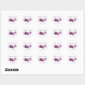Ultra Violet Paarse Floral Waterverf Wedding PS Ronde Sticker (Vel)