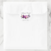 Ultra Violet Paarse Floral Waterverf Wedding Ronde Sticker (Tas)